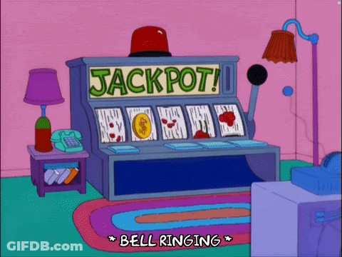 A Cartoon Slot Machine With The Words Jackpot On It GIF