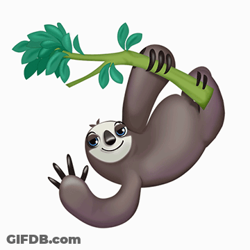 A Cartoon Sloth Is Hanging On A Tree Branch GIF