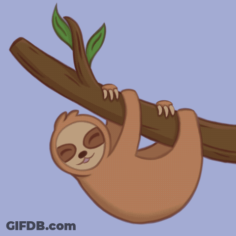A Cartoon Sloth Is Sleeping On A Tree Branch GIF