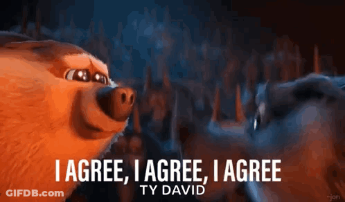 A Cartoon Sloth Says I Agree , I Agree , I Agree By Ty David GIF