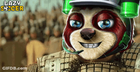A Cartoon Sloth Wearing A Helmet And Headphones With The Words Lazy Soccer Below It GIF