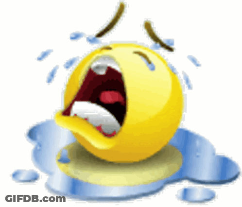A Cartoon Smiley Face Is Crying With Tears Coming Out Of Its Eyes GIF