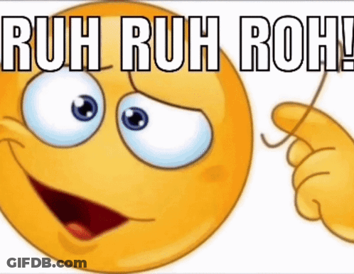 A Cartoon Smiley Face Is Holding A Needle And Says Ruh Ruh Roh GIF