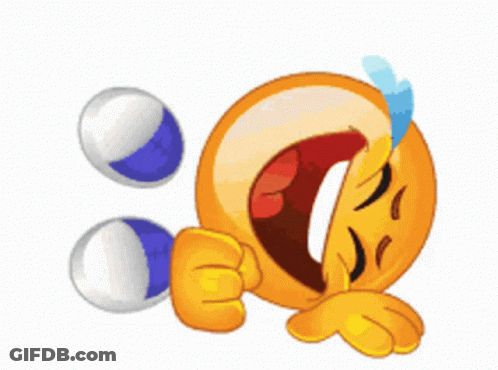 A Cartoon Smiley Face Is Laughing With Tears Coming Out Of His Eyes GIF