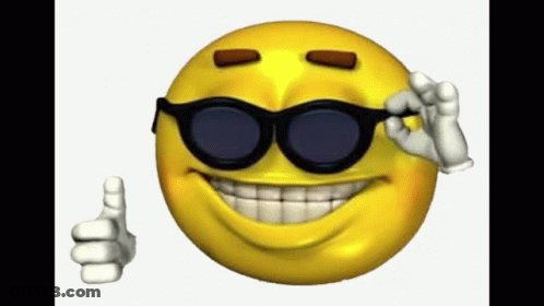 A Cartoon Smiley Face Wearing Sunglasses Is Giving A Thumbs Up GIF
