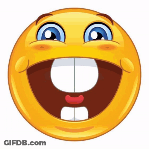 A Cartoon Smiley Face With A Big Smile And Missing Teeth GIF