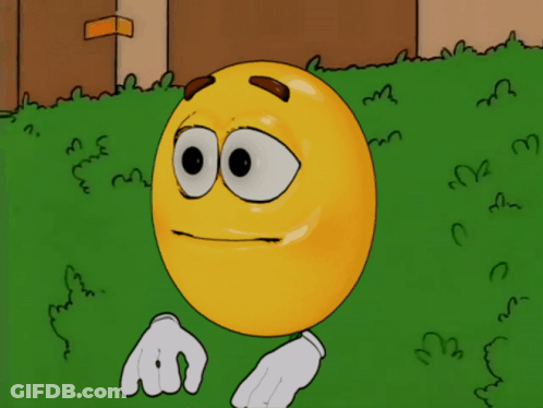 A Cartoon Smiley Face With A Sad Look On Its Face GIF