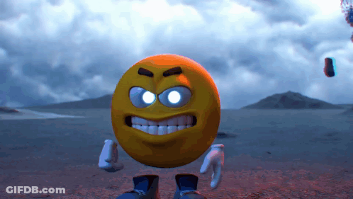 A Cartoon Smiley Face With A Very Angry Face GIF