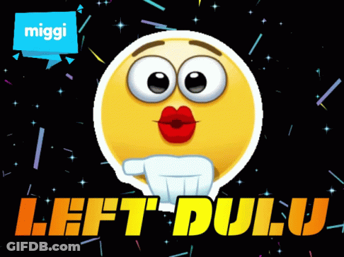 A Cartoon Smiley Face With Red Lips And The Word Left-Dulu Below It GIF