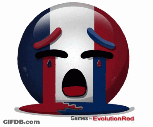 A Cartoon Smiley Face With Tears Coming Out Of Its Eyes And The Words Games By Evolution Red Below It GIF