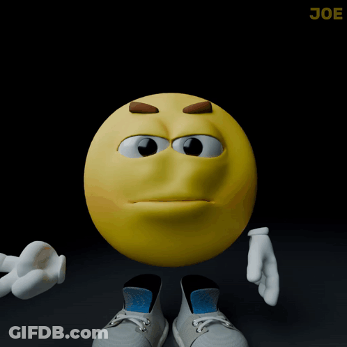 A Cartoon Smiley Face With The Name Joe Written On The Bottom GIF