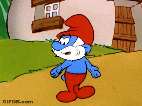 A Cartoon Smurf With A Red Hat And Beard GIF
