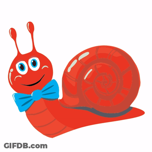 A Cartoon Snail Wearing A Red Bow Tie And Smiling GIF