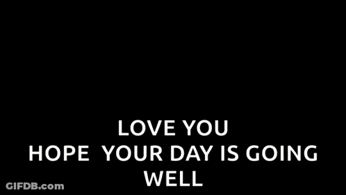 A Cartoon Snake Is Saying `` Love You Hope Your Day Is Going Well '' On A Black Background . GIF