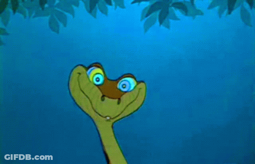 A Cartoon Snake With Hypnotic Eyes And A Smile GIF