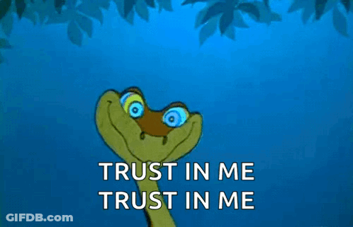 A Cartoon Snake With Hypnotic Eyes And The Words Trust In Me Trust In Me GIF