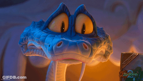 A Cartoon Snake With Its Tongue Hanging Out And A Disney Logo In The Background GIF