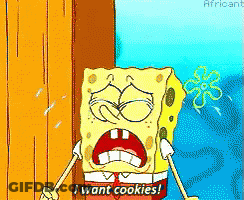A Cartoon Spongebob Says I Want Cookies GIF