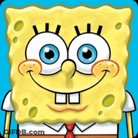 A Cartoon Spongebob Squarepants Character With Blue Eyes GIF