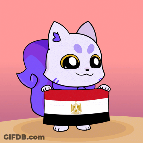 A Cartoon Squirrel Is Holding A Flag From Egypt GIF