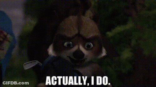 A Cartoon Squirrel Is Holding A Golf Club And Says `` Actually , I Do . '' GIF