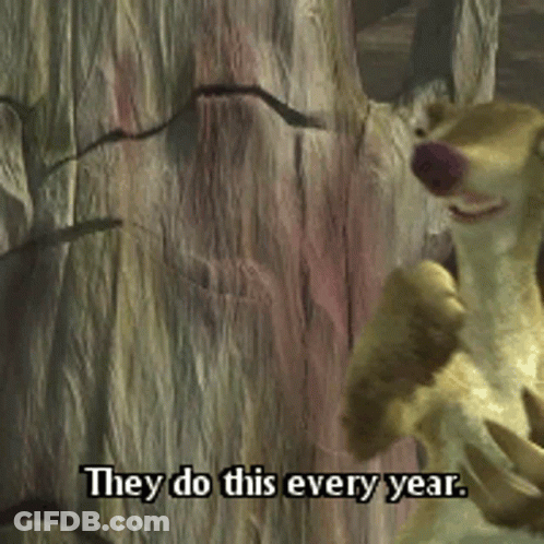 A Cartoon Squirrel Is Saying They Do This Every Year GIF