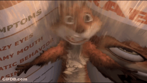 A Cartoon Squirrel Is Standing In Front Of A Paper That Says Hamptons GIF
