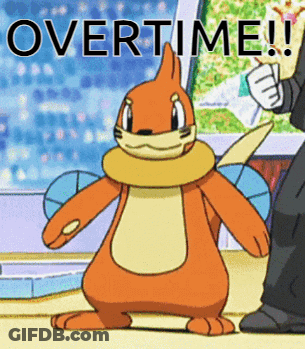 A Cartoon Squirrel Is Standing Next To A Man With The Words Overtime Written Above It GIF