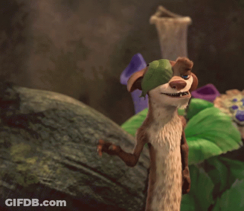A Cartoon Squirrel With A Green Hat On His Head GIF