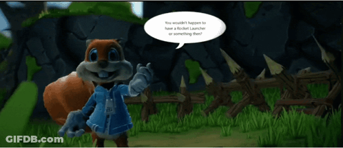 A Cartoon Squirrel With A Speech Bubble That Says You Wouldn 'T Happen GIF