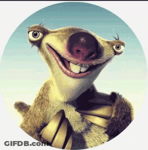 A Cartoon Squirrel With Big Eyes And A Big Nose GIF