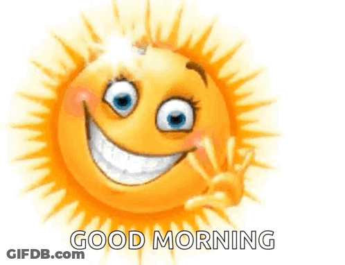 A Cartoon Sun With A Smiley Face And The Words Good Morning GIF