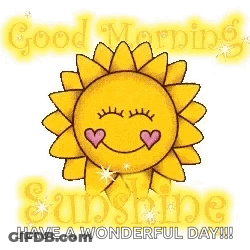 A Cartoon Sun With Hearts On Its Face And The Words `` Good Morning Sunshine Have A Wonderful Day ! '' GIF