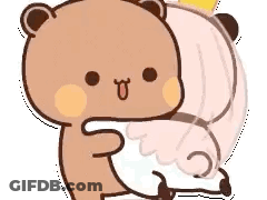 A Cartoon Teddy Bear Is Hugging A Sheep . GIF