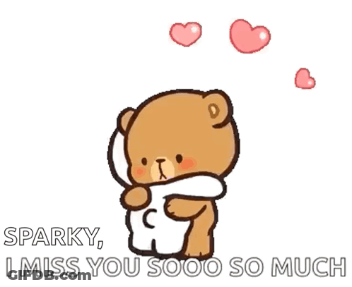 A Cartoon Teddy Bear Is Hugging Another Teddy Bear With Hearts Coming Out Of It . GIF