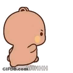 A Cartoon Teddy Bear Is Sitting Down And Looking At Something . GIF