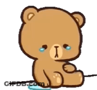 A Cartoon Teddy Bear Is Sitting On The Ground With Tears Running Down His Face . GIF
