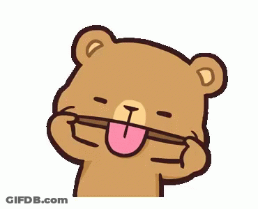 A Cartoon Teddy Bear Is Sticking Its Tongue Out And Making A Funny Face . GIF
