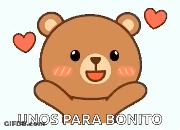 Cartoon Teddy Bear With Hearts And Unos Para Bonito Text GIF