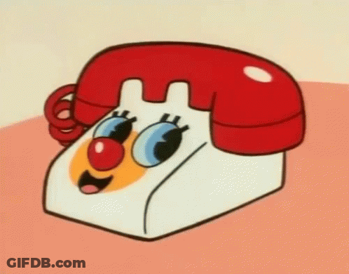 A Cartoon Telephone With A Face On It . GIF
