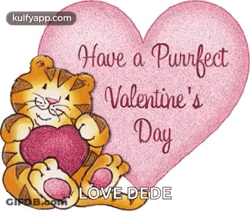 A Cartoon Tiger Is Holding A Pink Heart And Says Have A Purrfect Valentine 'S Day . GIF