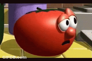 A Cartoon Tomato With Big Eyes And A Big Nose GIF