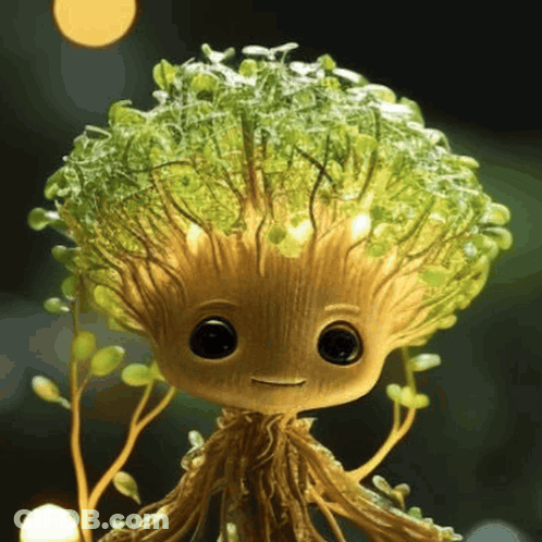 A Cartoon Tree With Roots And Leaves On It GIF