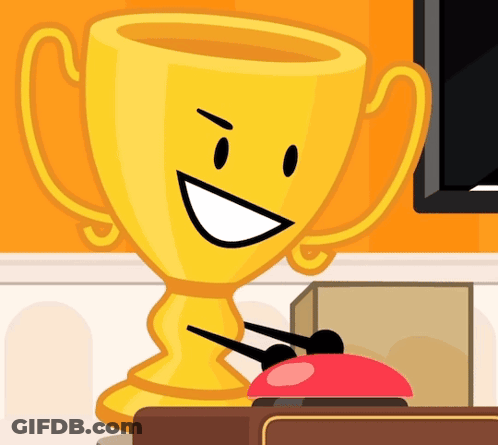 A Cartoon Trophy With A Face On It GIF