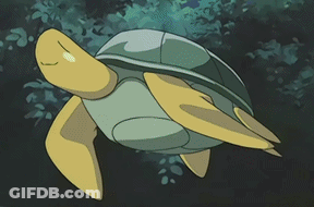 A Cartoon Turtle Is Swimming In The Water With Its Eyes Closed GIF