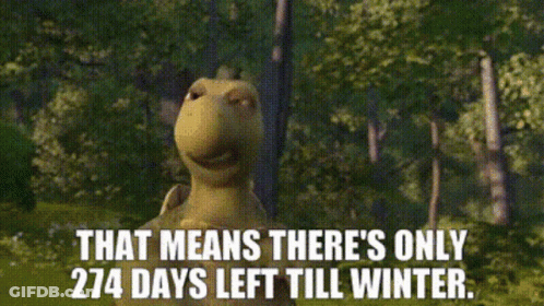 A Cartoon Turtle Says That Means There 'S Only 274 Days Left Till Winter . GIF