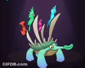 A Cartoon Turtle With A Bunch Of Colorful Birds On Its Back GIF