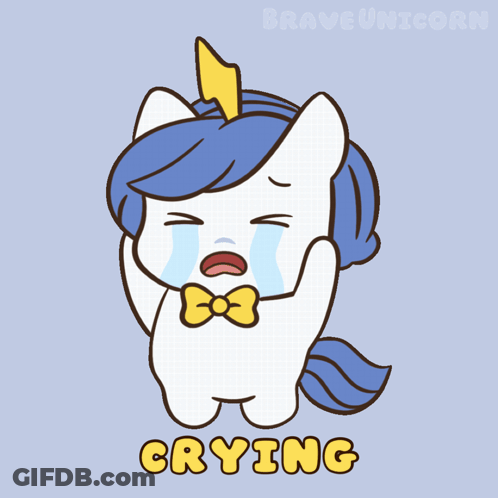 A Cartoon Unicorn Is Crying With The Word Crying Underneath It GIF