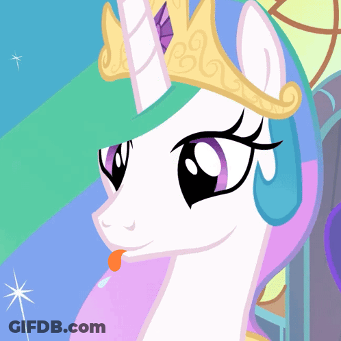 A Cartoon Unicorn With A Crown On Her Head GIF