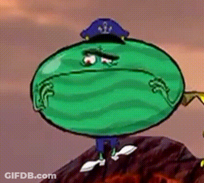A Cartoon Watermelon Is Wearing A Police Hat And Standing On Top Of A Rock . GIF